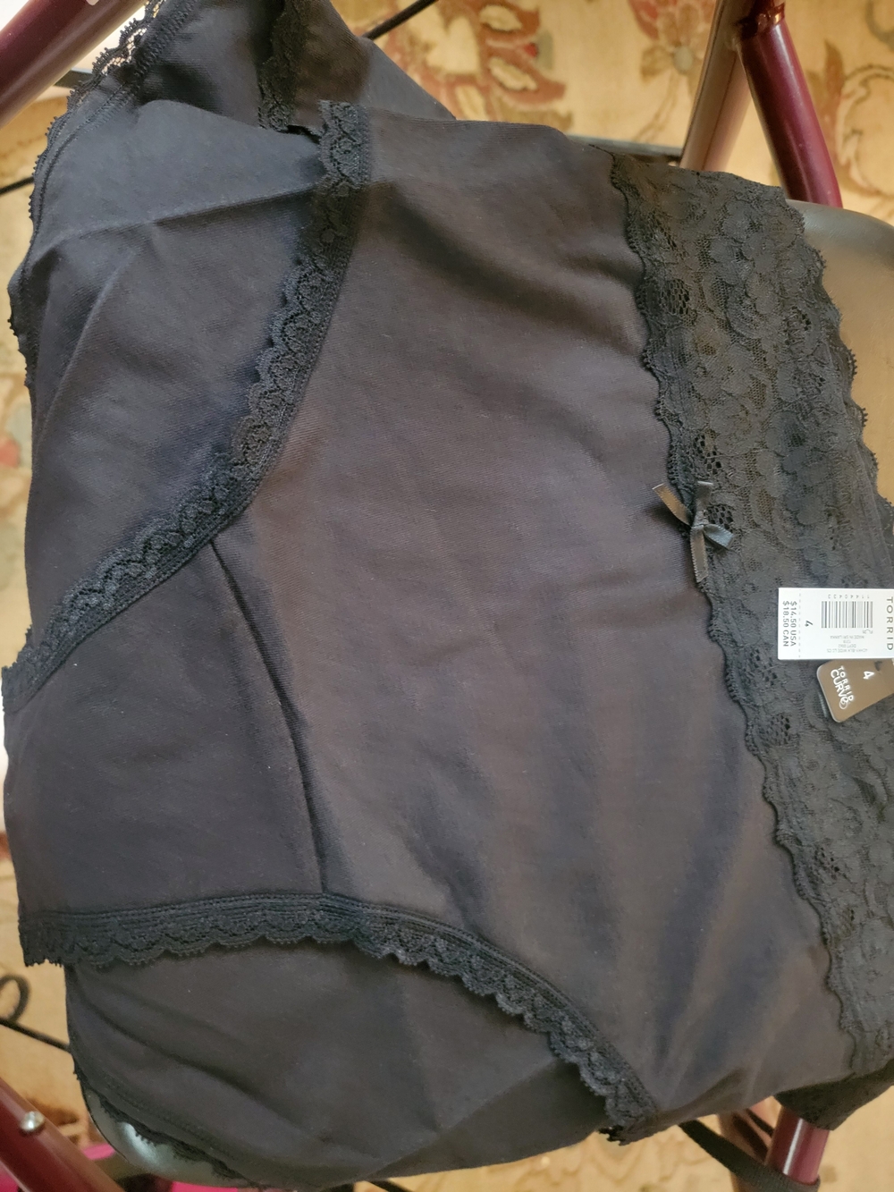 New NWT torrid Black Lace Trim Cotton Cheeky Pantys Torrid Sz 4